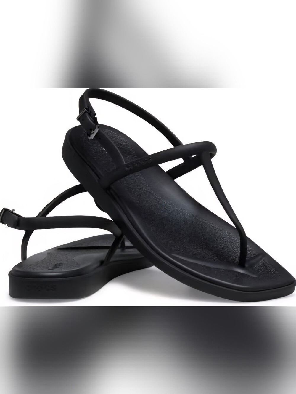 CROCS Women's Black Miami Thong Flip Strappy Slingback Sandals